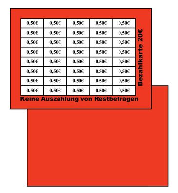 Abstreichkarten Verzehrkarten Wertmarken Guthabenkarten 20 Euro Bezahlkarten rot
