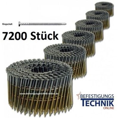 2,5x65mm Ring verzinkt 16° Coilnägel für Coilnagler Prebena Paslode BeA Bostitch 7,2M