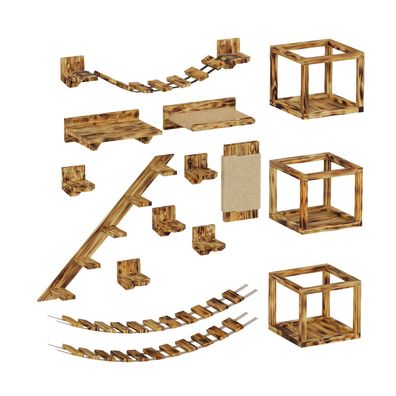 QLS Katzen Kletterwand Set XXL Hängebrüke Katzenbett Katzenregal 11236