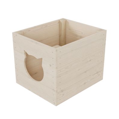 QLS Katzenhaus Box aus Holz passend für Kallax-Regal 33x38 x29 cm unbehandelt 11237
