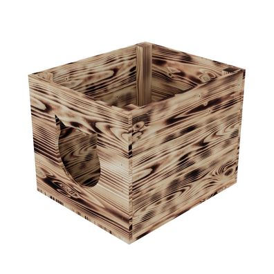 QLS Katzenhaus Box aus Holz passend für Kallax-Regal 33x38 x29 cm geflammt 11238