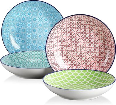 Vancasso Macaron Suppenteller Set 4-teilig Ø 21,2 cm Porzellan bunt