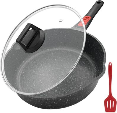 Bobikuke 28cm Pfanne mit Deckel Antihaftbeschichtung Abnehmbarer Griff