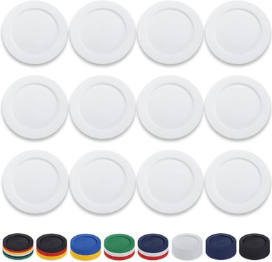 12er Set Weiße Kunststoff Teller 25cm flache Speiseteller Outdoor Camping