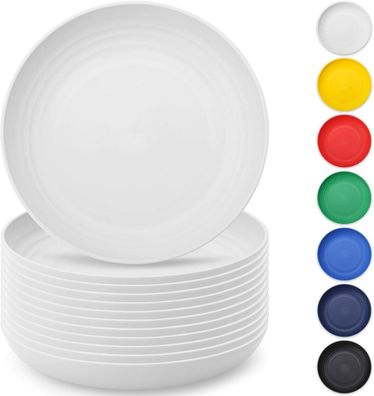 Berglander Weiß Plastik Teller Set 12-teilig 23cm Speiseteller Picknick Garten