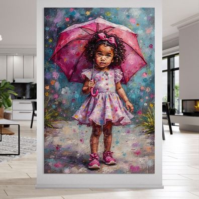 Wandbild - Kind mit Regenschirm, Pop Art Kunst Leinwand, Acrylglas, Poster Nr14