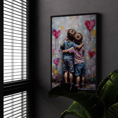 Liebe Banksy Kinder - Pop Art Kunst, Bunte Wandbild, Acrylglas, Poster, Leinwand Nr36