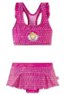 Bustier-Bikini LSF 40+ mit Röckchen pink bedruckt - Aqua Prinzessin Lillifee, Größe 9