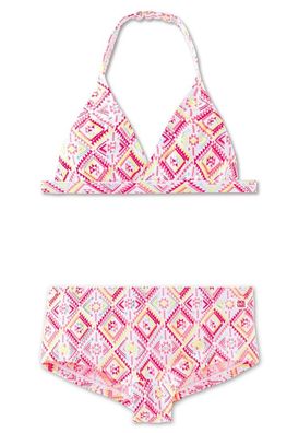 Neckholder-Bikini mehrfarbig bedruckt - Aqua Island Summer, Größe 140