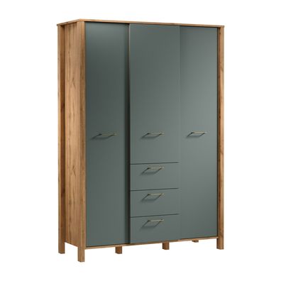 AX LIVING Schubladenschrank Iseonia S3D3S - 138cm, Eiche Wotan & Green