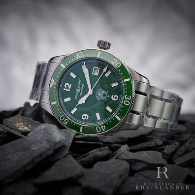 Montblanc 1858 Iced Sea Steel 41mm Auto Date Armbanduhr Bracelet Green ID 129373