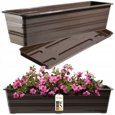 KADAX Blumenkasten mit Untersetzer, Braun, 60 cm