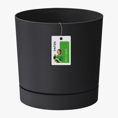 Blumentopf Blumenkübel mit Untersetzer Rund Anthrazit 1,2 l