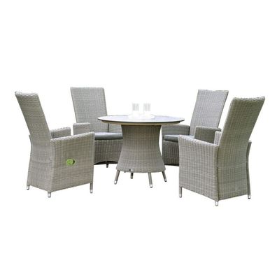 Sonnenpartner 5-teilige Sitzgruppe Solares und Base-Polyrattan Ø 100 cm Polyrattan s