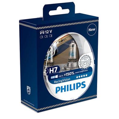 Philips Scheinwerferlampe 12V H7 RacingVision150% 2er Set