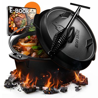 Dutch Oven Set 9L - Eingebrannter Dutch Oven 9 Liter