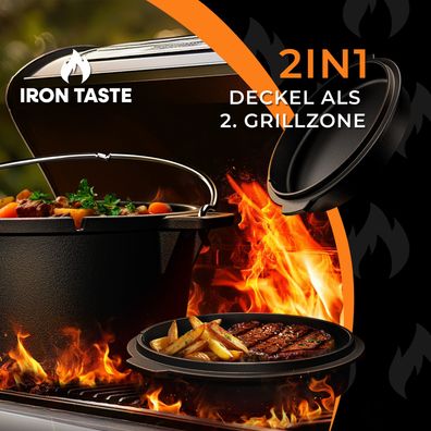Dutch Oven Set 12L - Eingebrannter Dutch Oven 12 Liter
