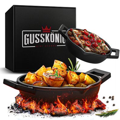Gusseisen Grillpfännchen für Grill (2er Set) - Gusseisenpfanne klein Ø 11 cm - 2x kle