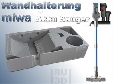 Wandhalterung f. miwa Akku Staubsauger Wand Halter, weiß, schwarz, grau, Halter