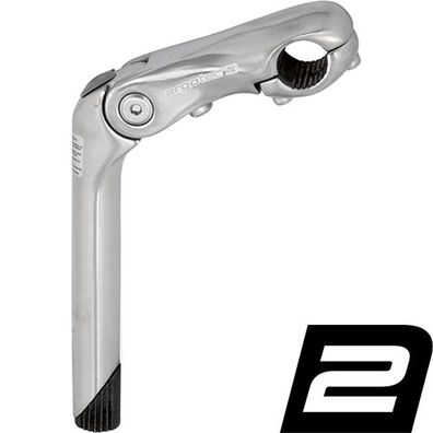 Schaftvorbau KOBRA VARIO Ø=25,4/22,2mm ergotec, Aluminium, L=180/90mm, -10/ + 50°,