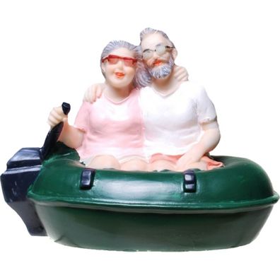 Spardose "Älteres Pärchen im Gummiboot" mit Pfropfen
