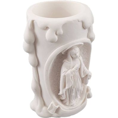 10cm Alabaster Teelichthalter heilige Maria Weiß