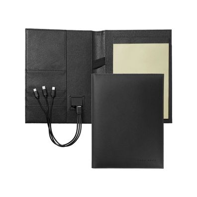 Hugo Boss - HDN909A - Notizbuch DIN A5 mit integrierter Powerbank - schwarz