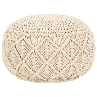 vidaXL Makramee Sitzpuff Handgefertigt 45 x 30 cm Baumwolle