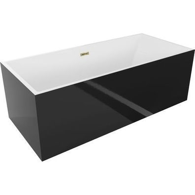 Mexen Vigo freistehende Badewanne 178,5x80 cm, weiß/schwarz, goldener Überlauf