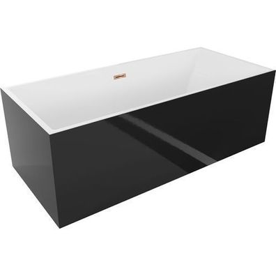 Mexen Vigo freistehende Badewanne 178,5x80 cm Weiß/Schwarz mit Roségold-Überlauf