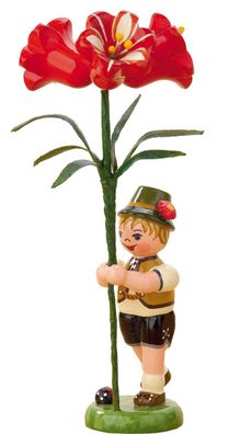Hubrig Volkskunst Blumenkind Junge mit Amarylis, Höhe: 11 cm