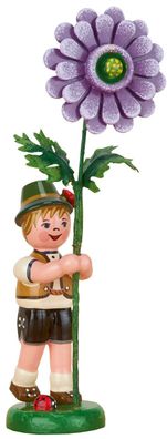 Hubrig Volkskunst Blumenkind Junge mit Dahlie, Höhe: 11 cm