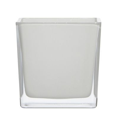 Hakbijl Glas Würfel Vase 8x8x8cm Weiß Spülmaschinenfest