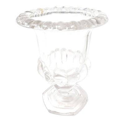 Eleganter massiver Glaspokal Vase Kerzenhalter Bonbonniere Retro Look H 22,5 cm