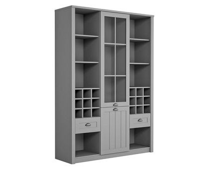 AX LIVING Vitrinen Schrank Palmano W2D2S 140 cm breit, stilvolles Grau
