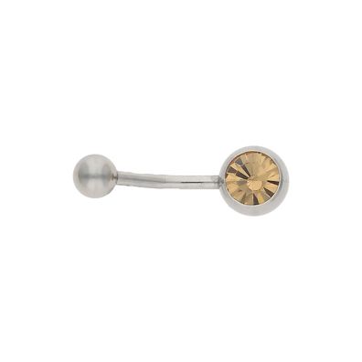 JuwelmaLux Bauchnabelpiercing Edelstahl, synth. Zirkonia champagnerfarben