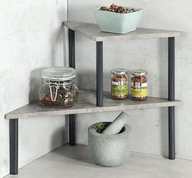 Kesper Küchenregal mit 2 Ebenen (53x38x38 cm) Beton-Dekor, Stangen: grau 27811
