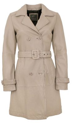 Gipsy by Mauritius - Damen Trenchcoat Ledermantel Lammnappa cream