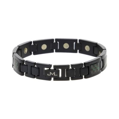 JuwelmaLux Magnetarmband Titan Ionen schwarz plattiert, Carbon effekt grün