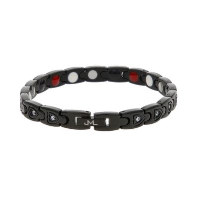 JuwelmaLux Magnetarmband Edelstahl Ionen schwarz plattiert, Zirkonia JL49-03-0024