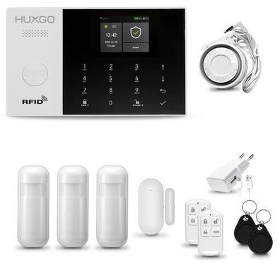 HXA005 Alarmanlage Haus WiFi + GSM 4G LTE mit Sirene, 3x Bewegungsmelder, Tuya Smart