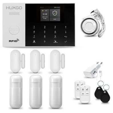 HXA005 4G Alarmanlage fürs Haus mit 3x Bewegungssensor, 3x Fensteralarm, App. TUYA