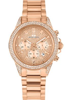 Jacques Lemans St. Tropez 1-2051B Damen Uhr Cronograph Edelstahl