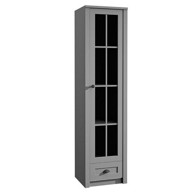 AX LIVING Vitrine Glas „Palmano W1S“ - 50 cm breit, Landhausstil Grau