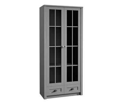AX LIVING Vitrine Glas „Palmano W2S“ - 90 cm breit, Stilvoll Grau