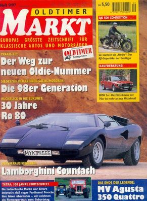 Oldtimer Markt 9 / 1997, Lamborghini, AJS, NSU Ro 80, BMW, Tatra, MV
