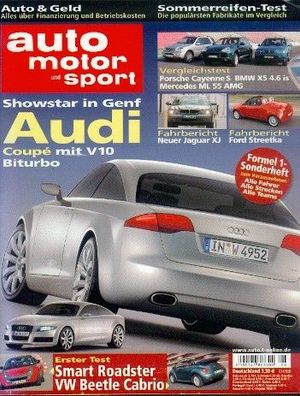 Auto Motor und Sport 6/ 2003, Audi Coupe, Jaguar, Cayenne, Formel 1, Smart