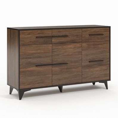 AX LIVING Schubladen Sideboard Kommode Fabriani K3D3S Shirin Walnut