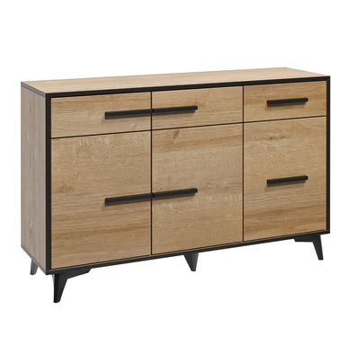 AX LIVING Schubladen Sideboard Kommode Fabriani K3D3S Eiche Riviera