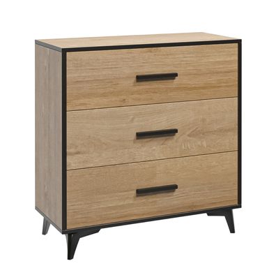 AX LIVING Drei Schubladen Kommode Fabriani K3S Eiche Riviera 91 cm
